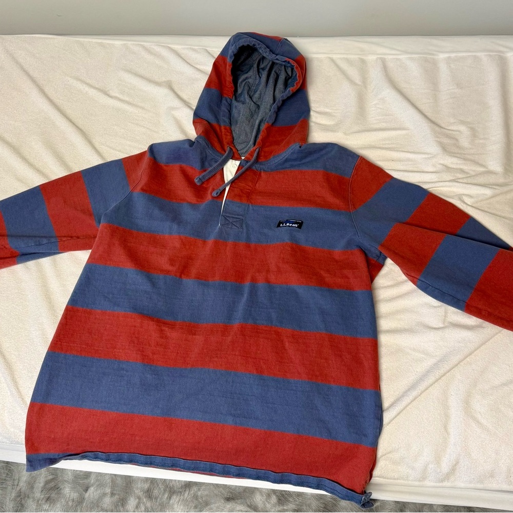 L.L. Bean Red and Blue Striped Hoodie